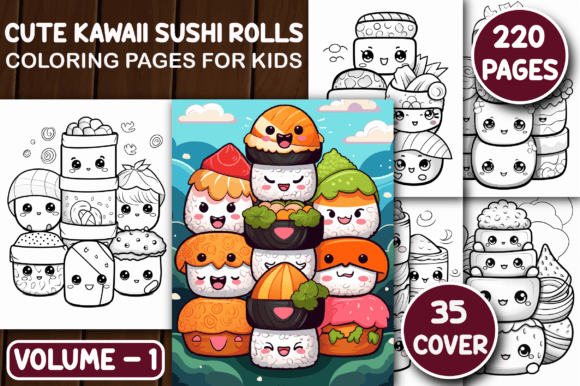 220 Cute Kawaii Sushi Rolls Color Pages: A Creative Asset Guide