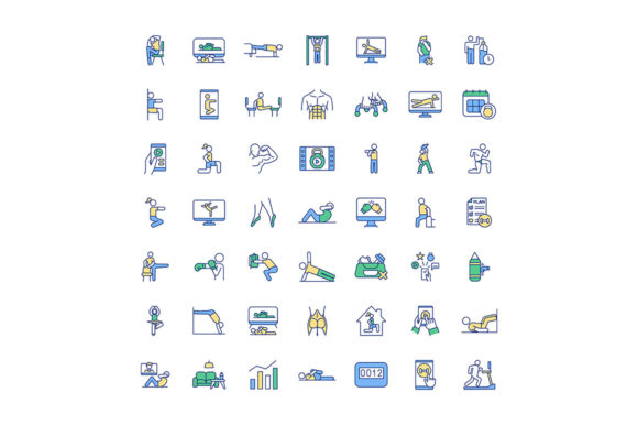 At-home Fitness Workout RGB Color Icons: A Fresh Visual Language