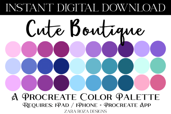 Cute Boutique Procreate Color Palette: Soft Hues for Digital Charm