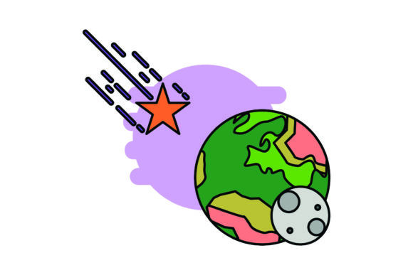 Icon Space Cute Meteor Color Outline: A Playful Design Asset