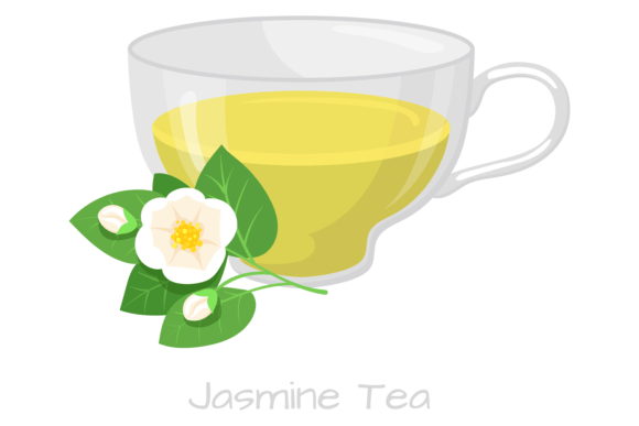 Jasmine Tea Cup Color Illustration: Herb Design Guide