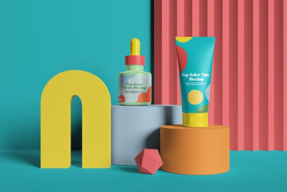 Pop Color Cosmetic Packaging Mockup: Realistic Design Showcase