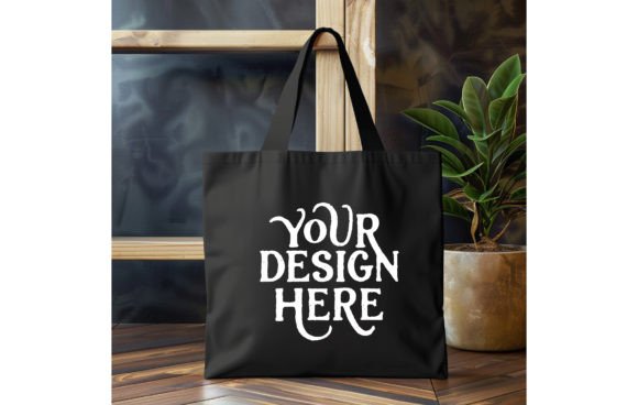 Tote Bag, Color Black Mockup 10: Instant Design Asset