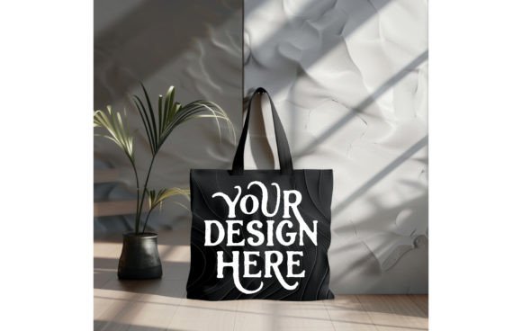 Tote Bag, color Black Mockup 7: Instant Design Asset