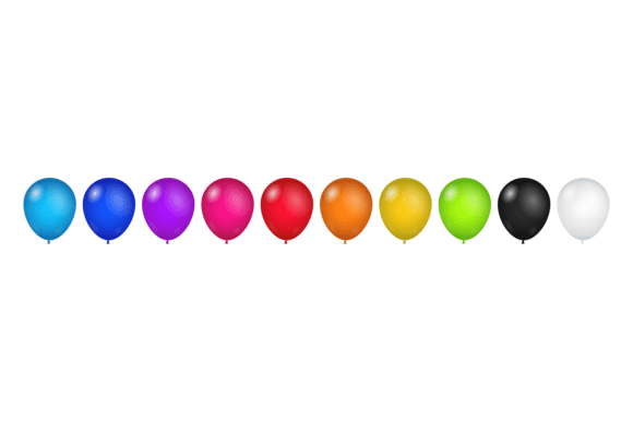 Various Color Balloons: Realistic Party Design Assets