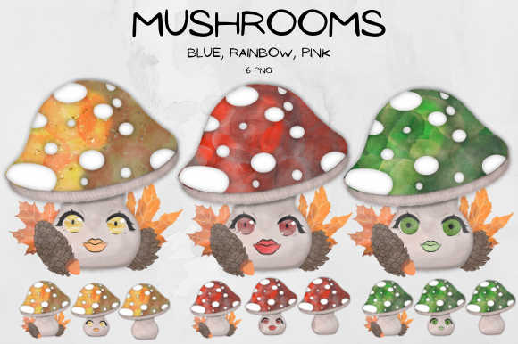 Watercolour Autumn Mushrooms: A Charming Design Asset