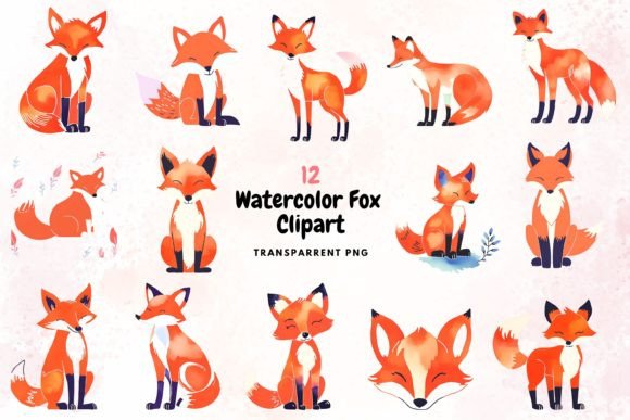 Watercolour Fox Clipart PNG: A Whimsical Design Asset